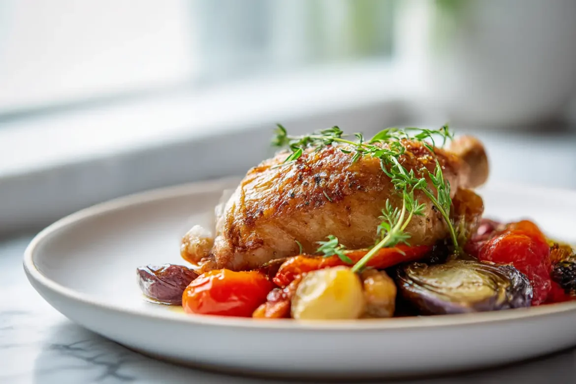 Gordon Ramsay's delicious chicken confit dish, perfectly cooked and flavorful.