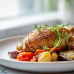 Gordon Ramsay's delicious chicken confit dish, perfectly cooked and flavorful.