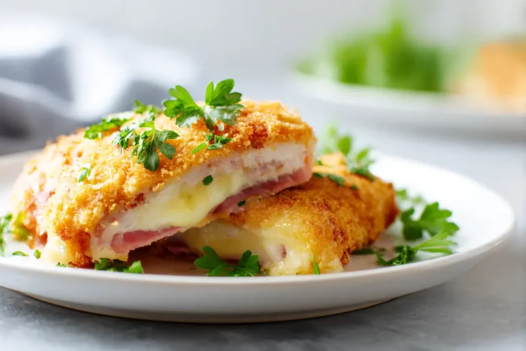 Gordon Ramsay's Chicken Cordon Bleu recipe beautifully plated.