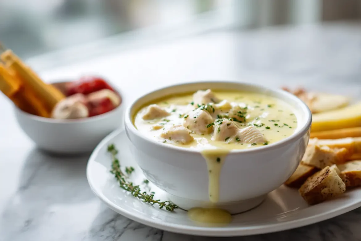 Gordon Ramsay's delicious chicken fondue recipe, perfect for gatherings.