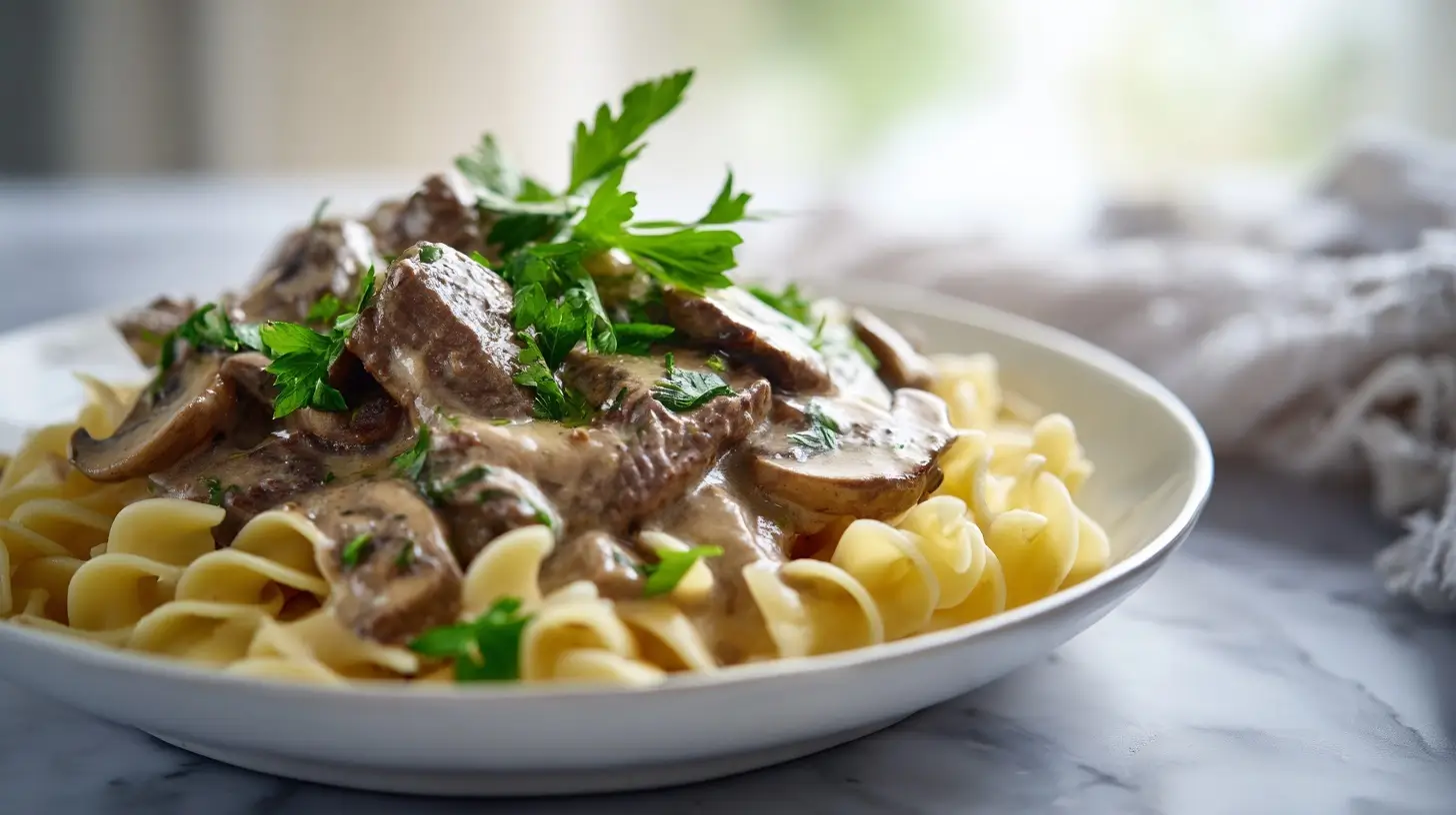 Gordon Ramsay Beef Stroganoff recipe, creamy and savory