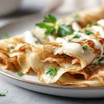 Gordon Ramsay's chicken crepes, flavorful and elegantly presented.