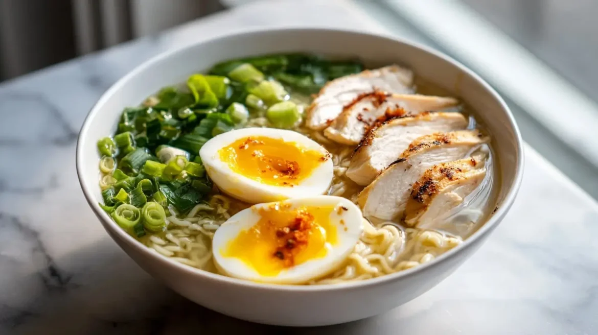 Delicious Gordon Ramsay chicken ramen, bursting with flavors.