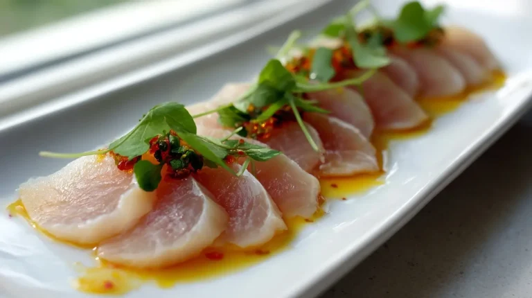 Gordon Ramsay's chicken sashimi recipe showcasing fresh, vibrant ingredients.