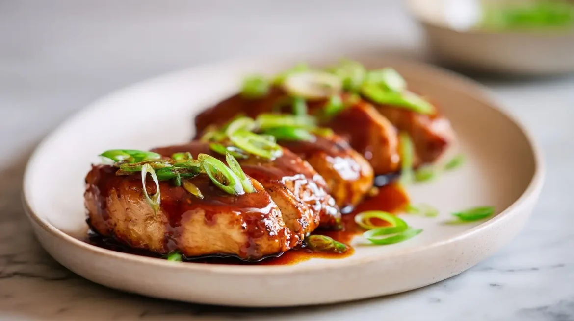 Delicious Gordon Ramsay chicken unagi dish garnished beautifully.
