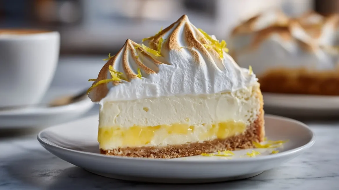 Gordon Ramsay lemon meringue cheesecake with golden peaks
