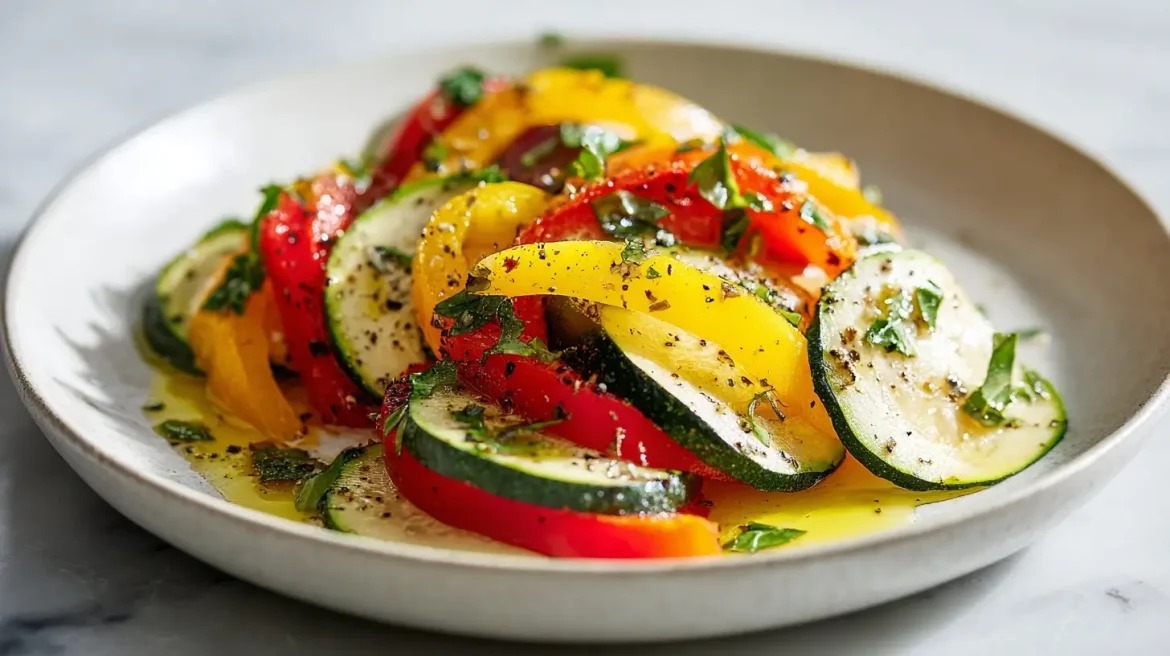 Gordon Ramsay ratatouille featuring vibrant vegetables in a beautiful presentation.