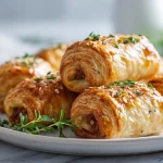 Gordon Ramsay's sausage rolls fresh from the oven, golden and flaky.