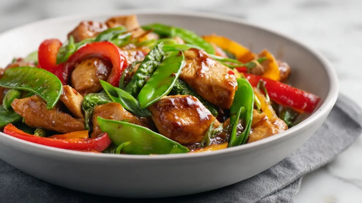 Delicious Gordon Ramsay chicken stir fry with fresh vegetables.
