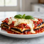 Gordon Ramsay's delicious aubergine parmigiana layered with rich flavors.